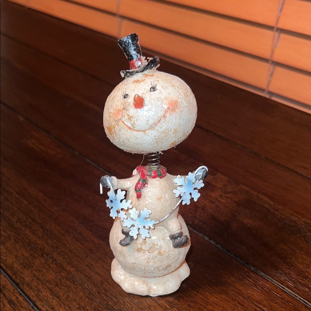 Old Time Pottery Resin Acrylic Snowman Bobblehead Decor